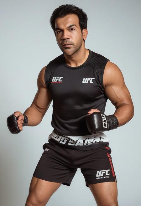 homoerotic photo of DJ AM Villanueva a man <lora:rajkummar-rao_DJ-AM:1>, UFC fighting ring, cocky expression, as a UFC fighter, (black muscle shirt:1.4), Venum UFC shorts, ((full body portrait)), wide angle, ((masterpiece)), natural skin, natural body muscle definitions, adobe lightroom, photolab, intricate, highly detailed, sharp focus, insane details, intricate details, hyperdetailed, low contrast, soft cinematic light, exposure blend, dim colors, dim light,  Award - winning, with Kodak Portra 800, a Hasselblad 500 ,55mm f/ 1.9 lens, extreme depth of field, available light, high contrast, Ultra HD, HDR, DTM, 8K,