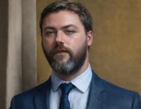 <lora:XL_sargon_v1:1>, <lora:XL_Oil_Paint_ClassipeintXL1.9:1>, (((oil painting))), pencil sketch, close up 1boy, male focus, solo, facial hair, realistic, beard, suit,  upper body, 4k, 8k