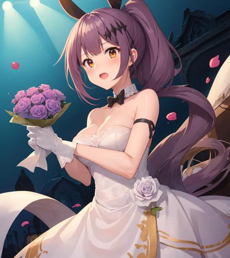 (1girl, Wa2000:1), (fivesevenwedding:1), wedding, crowd, alter, holding bouquet, own hands together, purple hair
<lora:Wa2000:1> <lora:FiveSevenWedding_Costume:1>