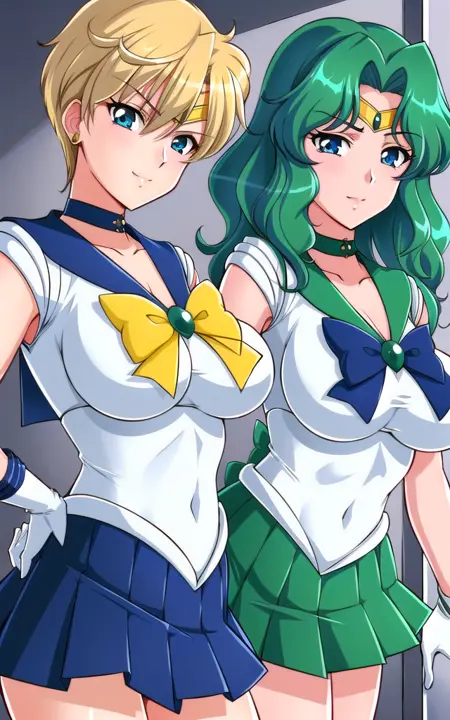 Haruka Tenou and Michiru Kaiou ( Sailor Uranus and Sailor Neptune Fanart LOCON Version) - Sailor Moon