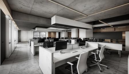 office white wood concrete