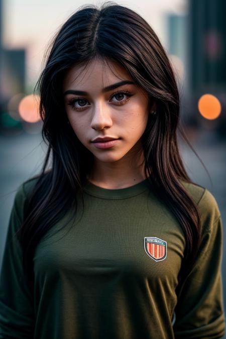 photo of beautiful (rbr0ckman:0.99), a woman with perfect hair, wearing Army Green (Long-sleeve Shirt, Chinos:1.1),  (cyberpunk city:1.1), closeup, (happy) modelshoot style, (extremely detailed CG unity 8k wallpaper), professional majestic photography, (Leica M6 Camera), 24mm, exposure blend, hdr, faded, extremely intricate, High (Detail:1.1), Sharp focus, dramatic, soft cinematic light, (looking at viewer), (detailed pupils), 4k textures, elegant, ((((cinematic look)))), soothing tones, insane details, hyperdetailed, low contrast, (epicPhoto)