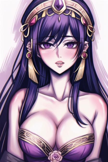 <lora:alt_anime_style:0.7>A mesmerizing digital portrait of a charismatic woman with piercing violet eyes, adorned in an ornate headdress, surrounded by vibrant blossoms and delicate feathers