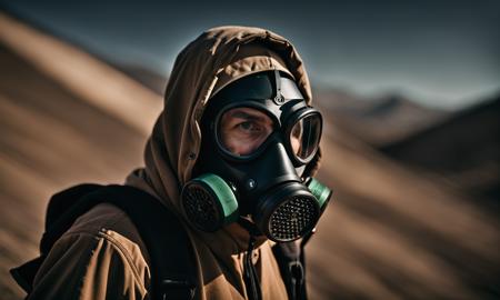 photo, a man wearing a gas mask with a hood and goggles on his face


, 8k 