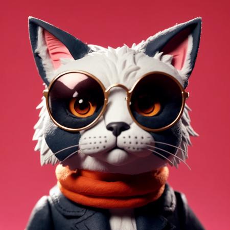 A cat wearing sunglasses, portrait, 
Clay Animation, Clay,<lora:ClayAnimation15PasWithTE:1>