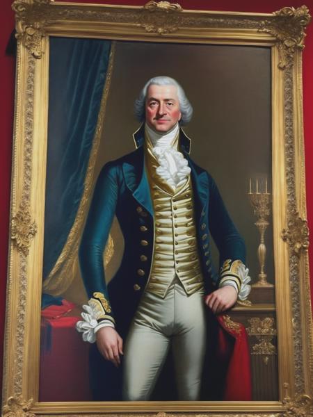 <lyco:JohnSingletonCopley:1.0> a portrait torso shot of a Wealthy Gentleman in 1776 dressed in fine clothes as he would have been for a portrait in the gallery of constitution hall.