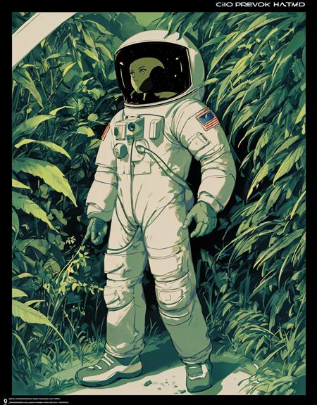 Slight retro color, flat, grainy, riso print style, illustration,  low saturation,
"Astronaut in a Jungle" by Syd Mead, cold color palette, muted colors, detailed, 8k <lora:riso_tunan:1>