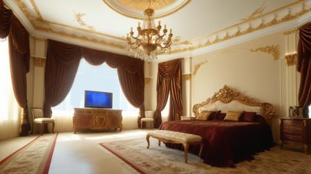 Renaissance style  <lora:JJsEuropeanStyle_XL:1>, ((European Style)) , ((best quality)),((masterpiece)),((realistic)), indoors, no humans, window, chair, table, curtains,  photorealistic, authentic, indoor scenery, couch, floor,tv, rug, reflection, high detail, ceiling light, day light, dramatic lighting, . Realistic, perspective, light and shadow, religious or mythological themes, highly detailed