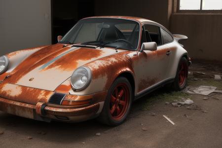 a  raw photograph, portrait  of a  porsche 911, sharp focus,, style-abandoned2