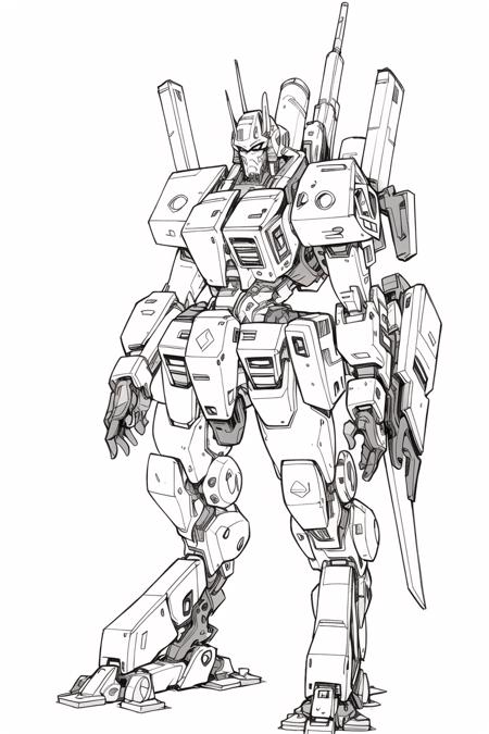 masterpiece, best quality,((lineart)),(White background:1.5)，((monochrome)),Autobot Optimus Prime, <lora:Game style concept-v1.0:0.5>