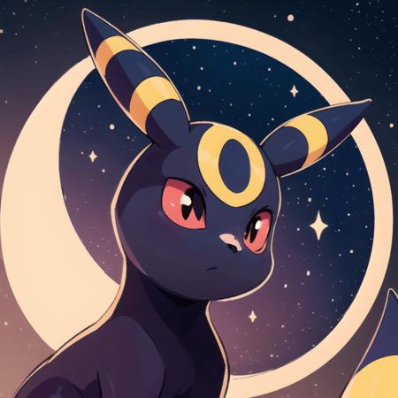 centered, award winning photo, (looking at viewer:1.2), |  Umbreon_Pokemon, |starry night, moon, | bokeh, depth of field, cinematic composition, | <lora:Umbreon_Pokemon_AnyLora:0.8>