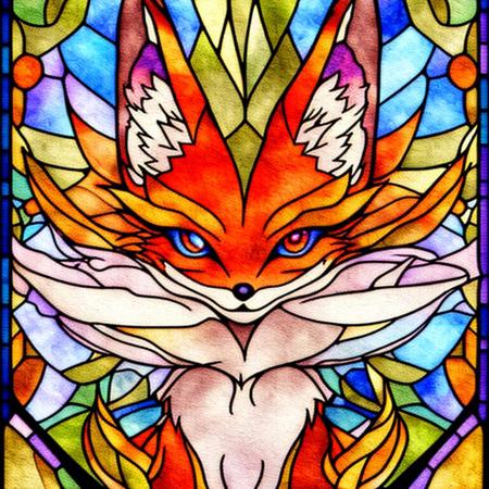 furry fox face portrait stained glass sglass style <lora:Stained_Glass_Story-10:1>