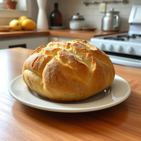 Solo bread, fresh bread, heat lines, bread on plate on kitchen table
