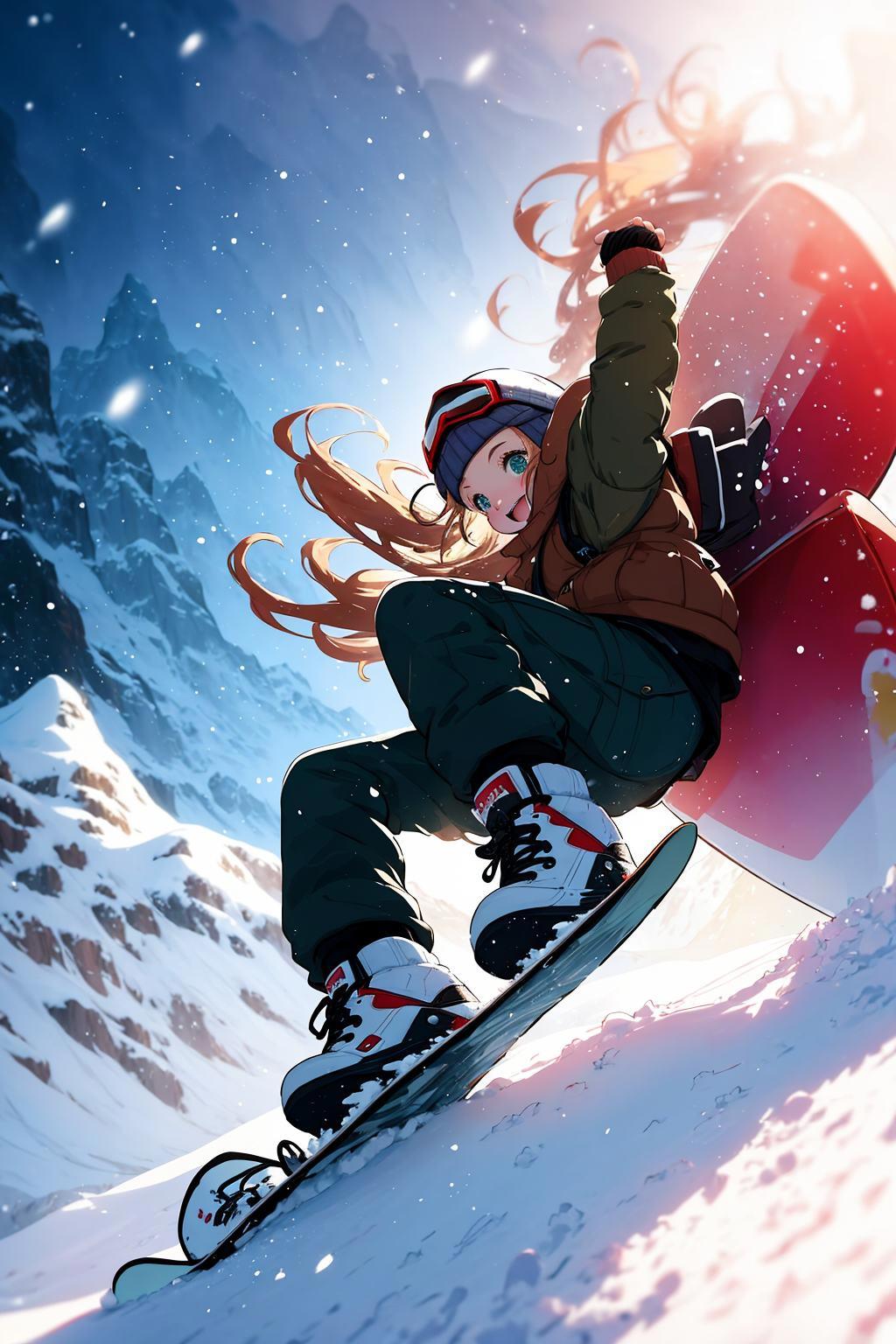 Premium AI Image | anime girl on a snowboard in the air generative ai-demhanvico.com.vn