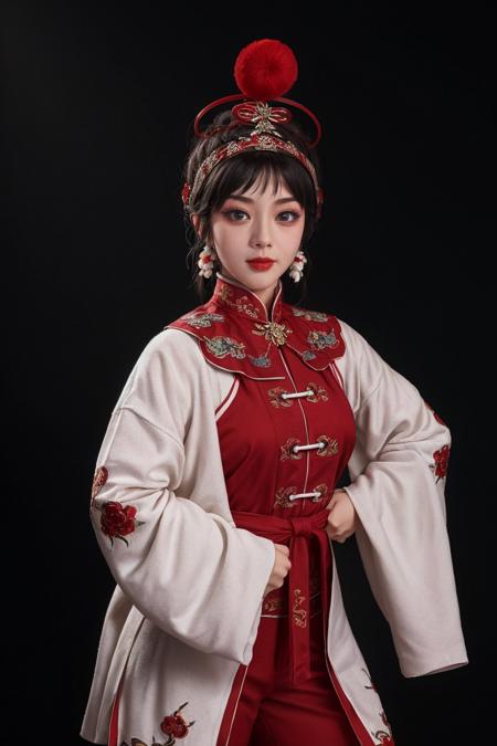 <lora:add_detail:0.5>,((masterpiece)),((best quality)),8k,high detailed,ultra-detailed,photorealistic,<lora:testre3(0.7):2>,1girl,solo,xifu,danjue,wudan, ,red costume, <lora:xifuV4:0.5>,(cowboy shot:1.2), Kung Fu,