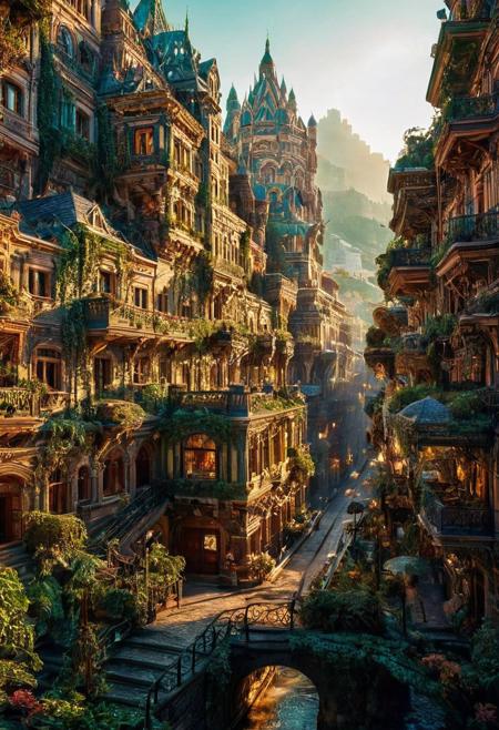 beautifull city, the mystical professional natural lighting, volumetric lighting maximalist. intricately detailed, complex, elegant, expansive, fantastical, film photography style,  heavy grain