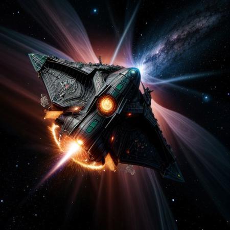 (Space battlecruiser) shaped like fractal (cucumber) in hyperspace, enters into real blackhole, real photo of blackhole hat shape on background,
dynamic movement, explosive force,  glowing, nebula, 8K resolution. sci-fi, hyperspace gate