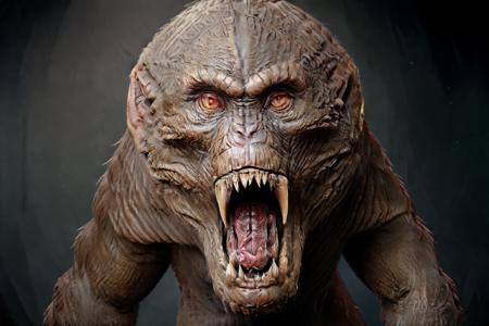 (monster:1.2),animal,glowing,signature,alien,tongue,tongue, (male focus,sharp teeth:1.2),(monkey:1.4),(red eyes:1.3)