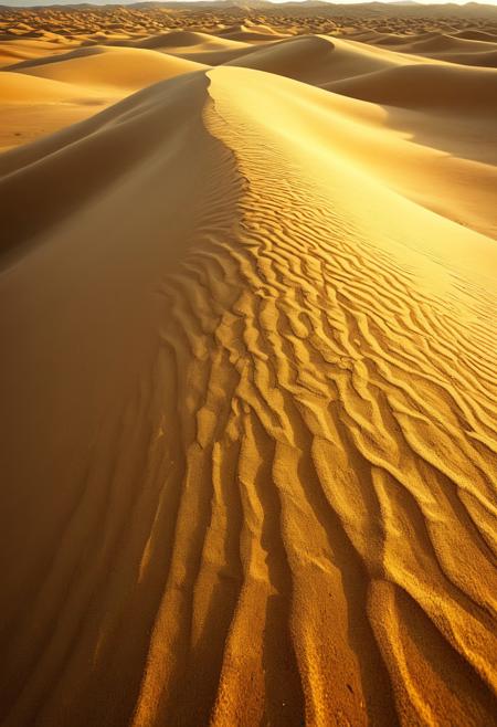 Golden Sands of a Desert at Noon
Rippling dunes extend endlessly under the harsh, bright light of a midday sun. Ivan Fedorovich Choultsé’s mastery of light and shadow creates a striking contrast on the golden sands, enhancing the sense of depth and heat in the scene. Oscar Ukonu’s intricate shading captures the subtle gradients of the dunes, bringing out their flowing, natural curves. Paul Cadden’s hyperrealism adds texture and dimension to each grain of sand, making the landscape feel both vast and finely detailed. Together, they evoke the beauty and intensity of a sun-scorched desert.
vivid colors.
detailmaximizer, aidmaMJ6.1,  Movie Still, Film Still, Cinematic, Cinematic Shot, Cinematic Lighting, detailxl, flux-style, midjourneyv6.1