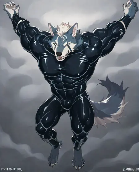 Juna Muscle Growth w/ Latex Suit [Furry]