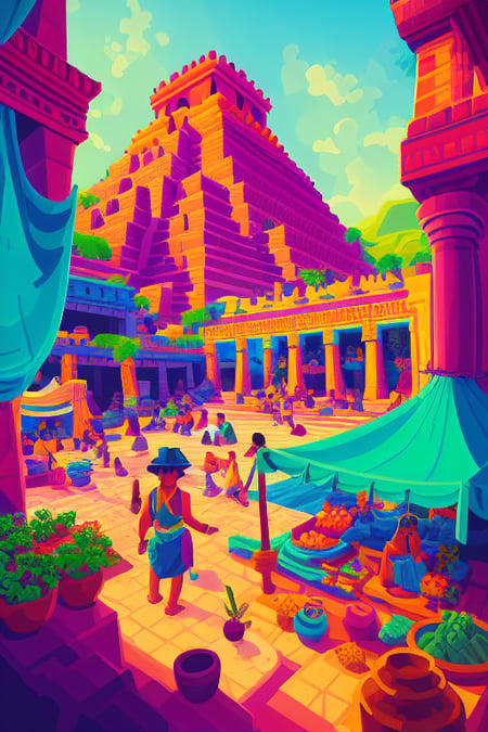 <lora:S1-Kurzgesagt_Dreamlike-000008:1>,
civilization,people,building,market,mayan pyramid,sky,day,
vector art, Kurzgesagt, sharp focus, (HDR), (8k), (gigapixel), ((masterpiece))