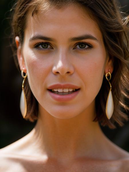 Realistic photo of a beautiful 3ll3m woman,1girl,solo,looking at viewer,short hair,open mouth,simple background,brown hair,brown eyes,jewelry,earrings,teeth,lips,portrait,realistic,soft lighting, professional Photography, Photorealistic, detailed, RAW, analog, sharp focus, 8k, HD, high quality, masterpiece<lora:3ll3m:1.0>