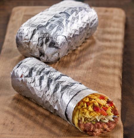 <lora:BuritoYUM:1> Burrito , very high quality , wrapped in foil , vegetables , meat , cheese