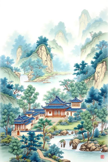 DR_Chinese-Style Landscape Painting_Ancient Architecture Scene Generation v1.0