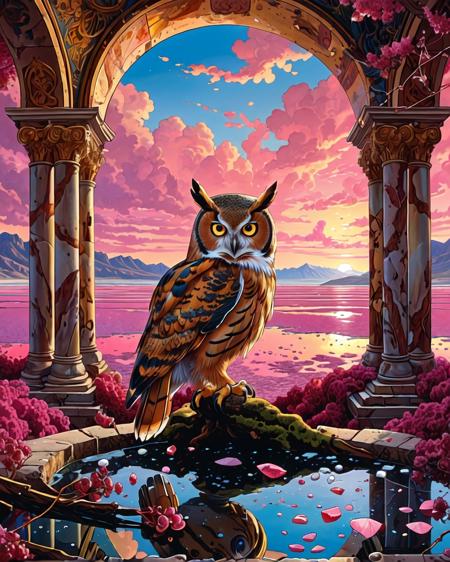 anime artwork anime artwork lazypos,Art painting by Ruan Jia and Katsuya Terada and KAWS, , ,best quality, masterpiece, extremely detailed,professional  art,professional painting,an extremely delicate and beautiful,dynamic,great lighting,perfect shading,professional shading,depth of field,side soft light, elegant,gorgeous,highly detailed,full shot,uncropped,pure genious,absolutely perfect,highly detailed,breathtaking, vibrant color,
Salt flats reflecting pink horizon, owl feathers caught in brambles, byzantine cistern ruins, 
<lora:tbh129-sdxl:0.15> style of Michael Cheval
<lora:tbh224-sdxl:0.15> style of Peter Bagge,
<lora:add-detail-xl:1>,
<lora:detailed_notrigger:1>,
<lora:SW01v1-5xl:0.15> sw01p_illus,
<lora:AnimeStyleSlider:0>, anime style, key visual, vibrant, studio anime,  highly detailed . anime style, key visual, vibrant, studio anime,  highly detailed, Baroque art style, dynamic composition, dramatic lighting, rich colors, intricate details, professional-grade execution, captures the grandeur and theatricality of the Baroque period