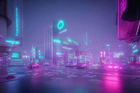 Neon foggy futuristic Auckland city octane render wvebg1