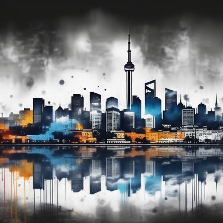 istanbul skyline on a wall as graffity, highly detailed., ultrarealistic, 8k, very blurred background