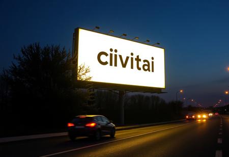 The glowing billboard on the roadside reads: civitai