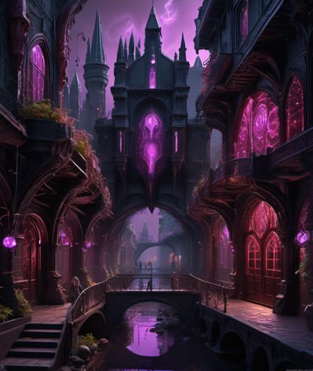 <lora:DonM5yn1hXL:1> DonM5yn1hXL , synth, husk,        a grand capital city nestled in the heart of a magical realm inspired by Dungeons and Dragons. The city stands as a testament to both architectural splendor and mystical enchantments. The streets are bustling with life, filled with a diverse array of creatures, both human and fantastical, going about their daily routines. The buildings showcase a harmonious blend of traditional medieval design and whimsical magical enhancements. Ornate bridges span over flowing rivers and canals, connecting various districts of the city. Gardens and parks are interspersed throughout, teeming with vibrant, otherworldly flora and fauna. In the central square, a magnificent fountain serves as a gathering place, its waters sparkling with magical energies.