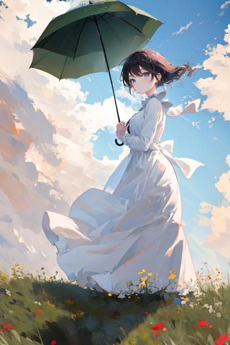 woman with a parasol holding umbrella