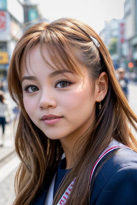 RAW portrait photo, NiigakiRisa in busy Tokyo street,  fcDetailPortrait