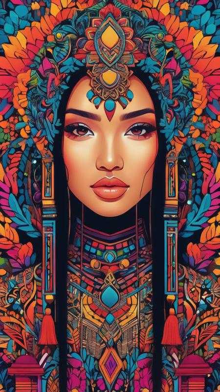 Random artwork, single person, intricate background, colorful