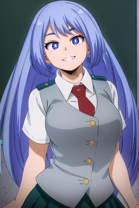 nejirehadou, <lora:nejire hado s3-lora-nochekaiser:1>,
nejire hado, long hair, blue eyes, blue hair, (bright pupils:1.5), smile,
BREAK skirt, shirt, school uniform, short sleeves, pleated skirt, necktie, collared shirt, vest, red necktie, u.a. school uniform,
BREAK indoors, classroom,
BREAK looking at viewer,
BREAK <lyco:GoodHands-beta2:1>, (masterpiece:1.2), best quality, high resolution, unity 8k wallpaper, (illustration:0.8), (beautiful detailed eyes:1.6), extremely detailed face, perfect lighting, extremely detailed CG, (perfect hands, perfect anatomy),