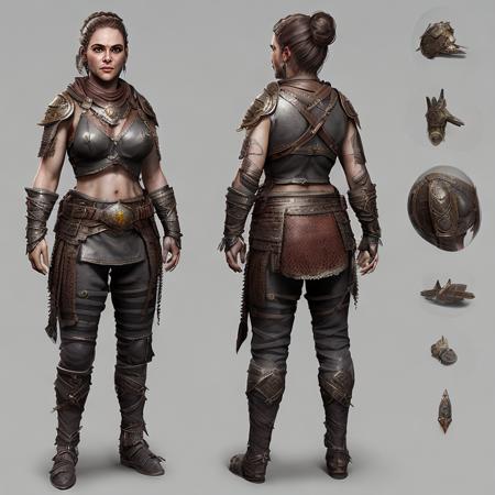 a photo of a full body character of a 30 years old (((female))) roman assasin, award winning image, highly detailed, 16k, video game concept art, (((tk-char))), <lora:SPBGTK-C-Enh:0.6>