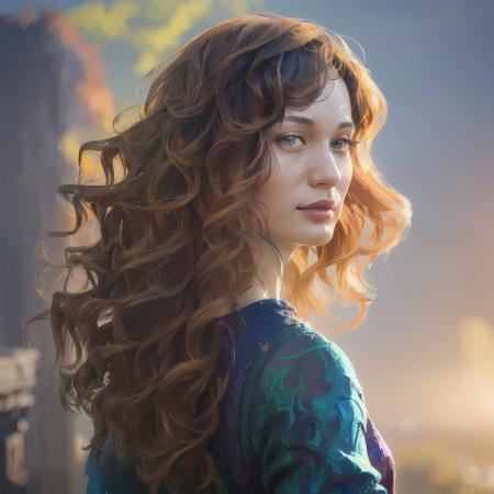 beautiful (zxzxberna), intricate colorful hair with , sunlight, beautiful lighting, vibrant lighting, intricate, highly detailed, elegant, smooth, by Ruan Jia and Artgerm and Anton Fadeev
 <lora:berna-000010:0.6>