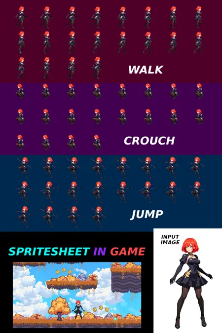 Image to Sprite Sheet Workflow, LOW VRAM