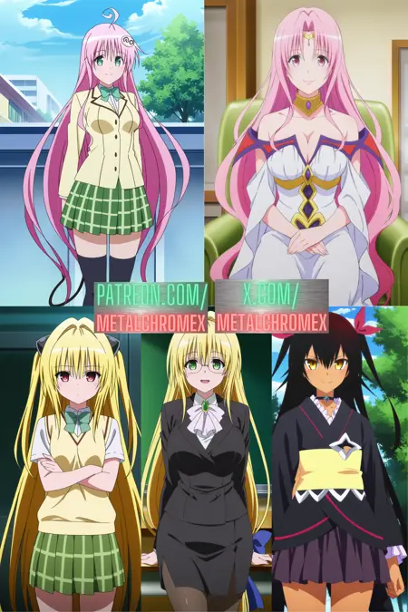 Lala Satalin Deviluke, Golden Darkness (Yami), Tearju Lunatique, Nemesis, Sephie Michaela Deviluke - To LOVE-Ru characters by MetalchromeX (Illustrious)