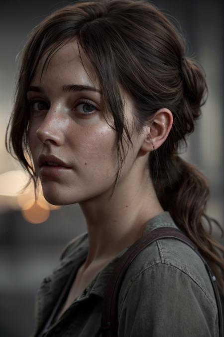 (the last of us:0.9), (Ellie:0.9), natural hair, realistic portrait, 4k, supreme detail, highly detailed, artstation, smooth, sharp focus, cinematic lighting