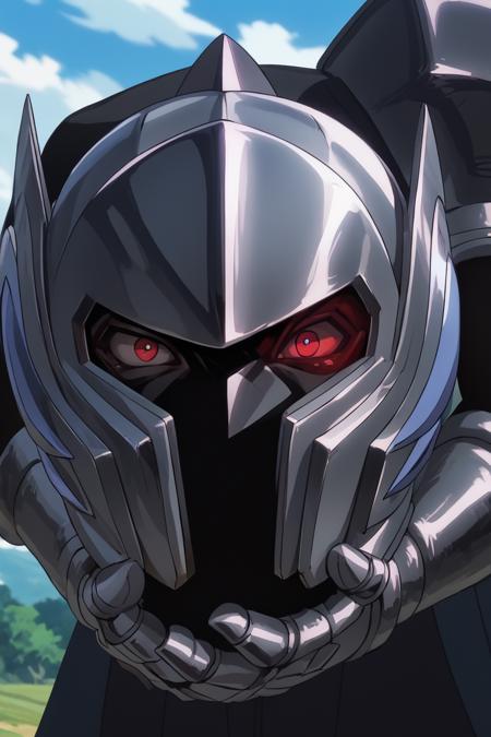 BeldiaKONOSUBA red_Beldia_eye, black-blue_Beldia_helmet,