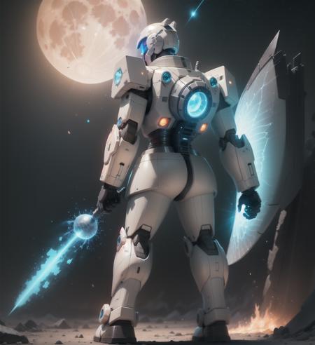 a giant fairy mecha, solo, ready, huge moon, star ring,(magic, fantasy,back photon particle effects), (masterpiece:1,2), best quality, masterpiece, highres, original, extremely detailed wallpaper, perfect lighting, (extremely detailed CG:1.2),<lora:JM:0.5>