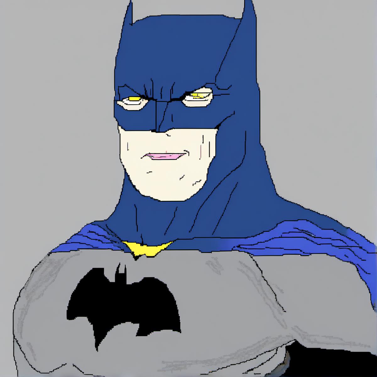 A cartoon drawing of a man wearing a batman costume.