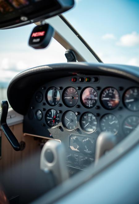 A beautifully composed professional photograph of a Cessna 172 instrument panel