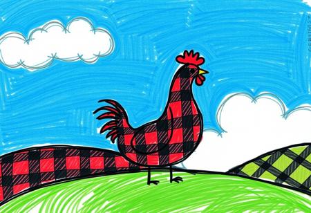 score_9, score_8_up, score_7_up, realistic, photo, high quality, extreme detail, photogenic, (((photorealistic))), best quality, realistic lighting, source_photo, 
a poorly draw plaid chicken, the chicken is red and black plaid , the plaid chicken is standing on top of a green and black plaid hill, the sky is blue and black plaid,poorly drawn, scrawled drawing, everything is plaid, plaid clouds, plaid grass, plaid hills, hand drawing, poorly drawn, funny, goofy, a little stupid