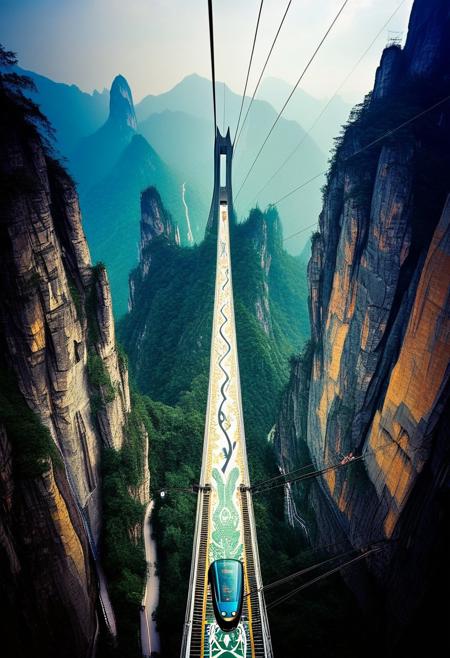 ()Hyoer Realistic:2.0)Polaroid picture of 
A 100-meter-long (110 yards) glass skywalk, stretching around a cliff on Tianmen Mountain in southern China. The pathway is 1,500 meters up a mountain. The skywalk overlooks by its bottomed giant glasses, the world’s famous “Heaven’s Gate” and Tongtian Avenue, the mountain road with 99 turns. The world’s longest cable car system is also served on Tianman mountain to access its terrifying “Coiling Dragon Cliff” skywalk where situated in the highest location of Zhangjiajie National Forest Park, China.
BREAK ()Hyoer Realistic:2.0)Polaroid picture an image of Ultra-realistic New York City under Wakandan rule: ((The towering skyscrapers now adorned with intricate African patterns and gleaming vibranium accents)). The streets are bustling with people in traditional Wakandan attire, while advanced technology seamlessly integrates into everyday life. The Statue of Liberty stands proudly, its torch replaced by a glowing heart-shaped herb symbol. ((In the distance, sleek Wakandan aircraft patrol the skies as citizens from both worlds coexist in harmony.))
