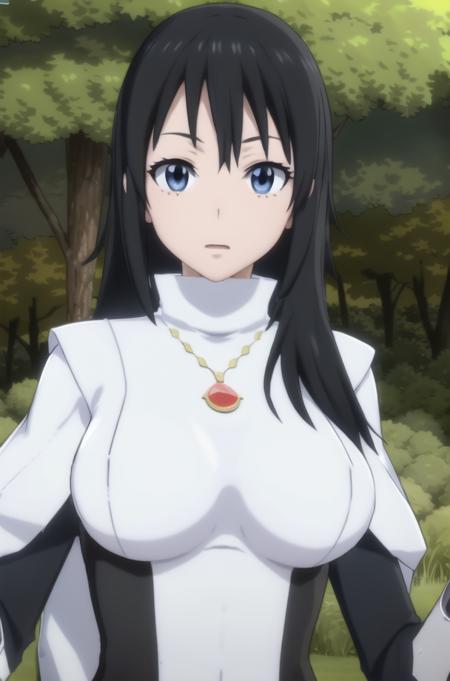 standing in front of a mountain range with trees and clouds,
 white shirt ,black leggings, jacket,blue collared shirt,
<lora:Izawa_Shizue_slime-KK77-V1:0.7>,
bangs,black_hair,blue_eyes,long_hair,turtleneck,
1 girl, 20yo,mature female,Beautiful Finger,Beautiful long legs,Beautiful body,Beautiful Nose,Beautiful character design, perfect eyes, perfect face,
looking at viewer, (innocent_big_eyes:1.0),(expressionless:1.3),
NSFW,official art,extremely detailed CG unity 8k wallpaper, perfect lighting,Colorful, Bright_Front_face_Lighting,
(masterpiece:1.0),(best_quality:1.0), ultra high res,4K,ultra-detailed,
photography, 8K, HDR, highres, absurdres:1.2, Kodak portra 400, film grain, blurry background, bokeh:1.2, lens flare, (vibrant_color:1.2)
(Beautiful,large_Breasts:1.4), (beautiful_face:1.5),(narrow_waist),