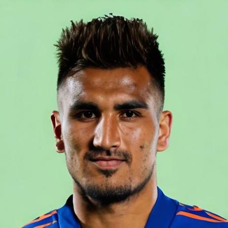 27 year old male footballer portrait [Gafurzhan Zeynalov:Vakhid Saktash:0.5] Kyrgyzstan nationality